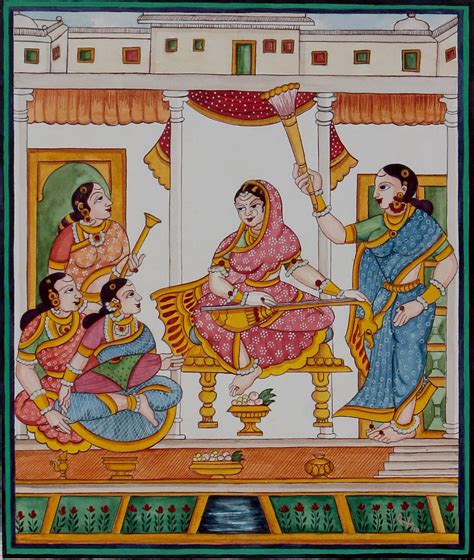 “Rani Playing Veena”, Painting by Radhika G | Artmajeur