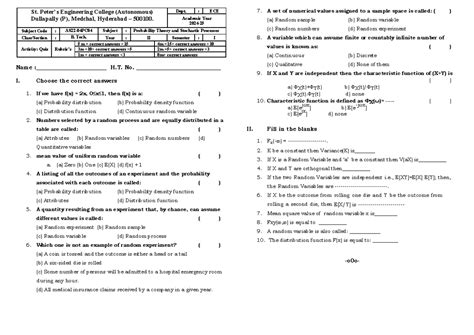 PTSP quiz -1 - bit - St. Peter’s Engineering College (Autonomous ...