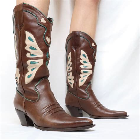 Butterfly Cowboy Boots (6 US) - Imber Vintage