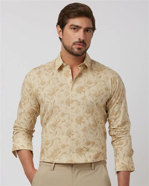 Buy Beige Floral Print Slim Fit Casual Shirt Online at Muftijeans