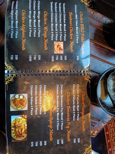Menu at The Pavilion Huts Mandi, Hyderabad