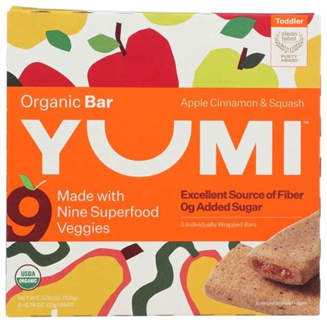 Yumi Organic Snack Bar Toddler Apple Cinnamon & Squash -- 5 Bars - Vitacost