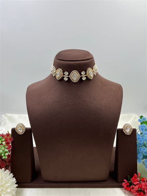 Raina Moissanite Choker Necklace – Kaushalya Art Jewellery