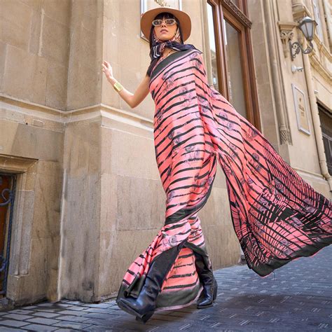 Offwhite Printed Crepe Saree