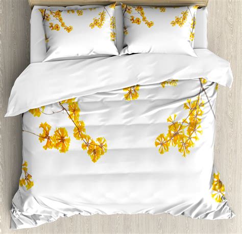 Ambesonne Fall Duvet Cover Set, Blooming Flowers Garden, Calking ...