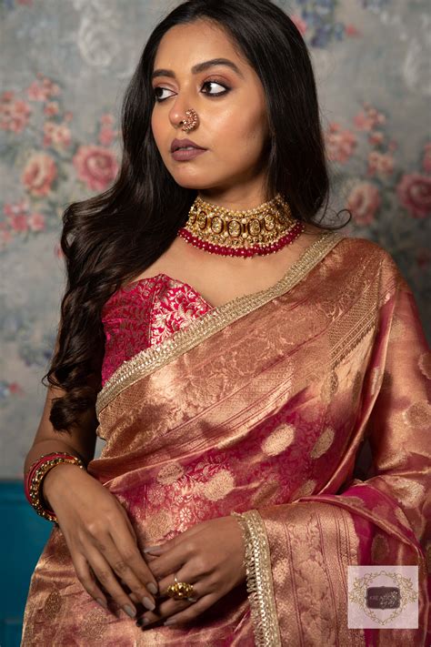 Pink Pure Tissue Zari work Saree – kreationbykj