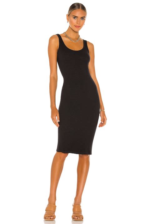 MONROW Supersoft Rib Tank Dress in Faded Black | REVOLVE