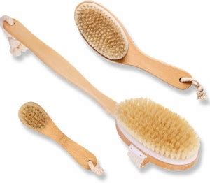 Touch Me 100% Natural Boar Bristle Detachable Long Handle Wooden Bath ...