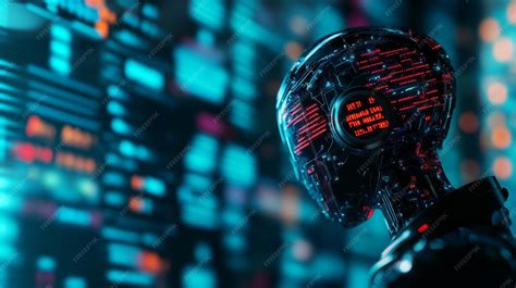A futuristic robot head with glowing circuits symbolizing artificial ...