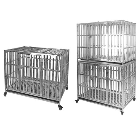 Buy Confote 42" Stackable Heavy Duty Dog Kennel Pet Stainless Steel ...