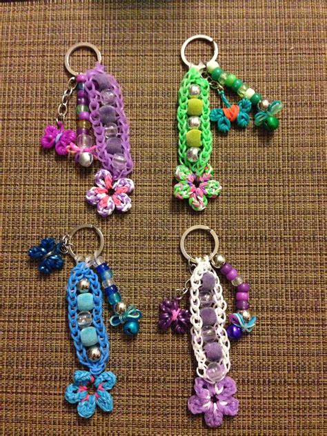 Rainbow loom Key rings with beads (created by HongKongBelBel) | Rainbow ...