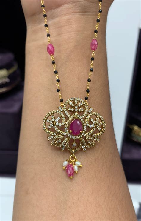 Beautiful Pink stone locket with Handmade Chain – Sujatha Gold Covering ...