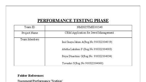 Performance Testing Phase for CRM Application (NM2025TMID01548) - Studocu