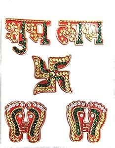 Premium Combo of Designer Acrylic Meenakari Shubh Labh Wall Sticker ...