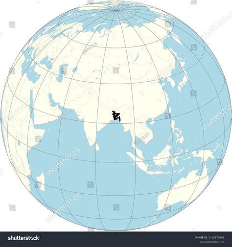 Orthographic Projection World Map Bangladesh Center Stock Vector (Royalty Free) 2405370999 ...