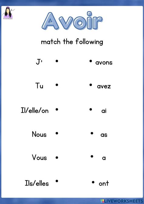 Avoir verb | Free Interactive Worksheets | 7086623