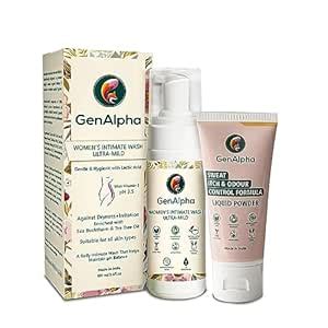 GenAlpha Woman Intimate Wash & Liquid Powder Combo Pack, 100% Natural ...