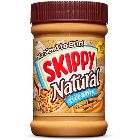 SKIPPY Natural Peanut Butter Spread, Creamy, 7G Protein per Serving, 15 ...