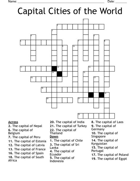 Latvia'S Capital Crossword Clue - Free Printable Crossword