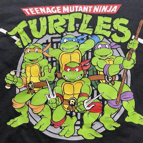 Crop top black Nickelodeon TMNT ninja turtles crop... - Depop