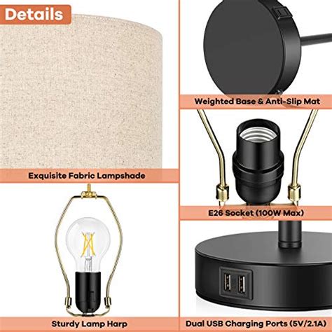 Set of 2 Touch Control Tall Table Lamps with 2 USB Ports, 3-Way ...