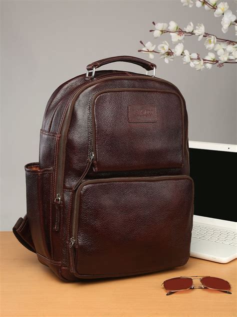 Teakwood Unisex Genuine Leather Dark Brown Solid Backpack||Unisex Lapt ...