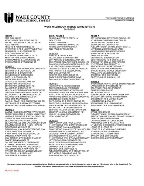 Bus Routes - West Millbrook Middle School