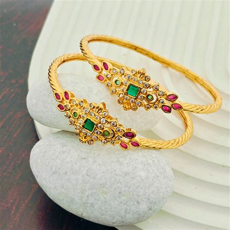 Kada style CZ golden Bangles Set