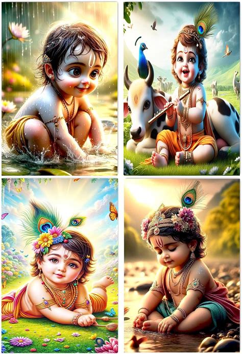 KARTMEN Paper Baby Krishna Photo Posters For Pregnant Women, Cute Bal ...