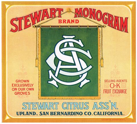 ORIGINAL CRATE LABEL UPLAND VINTAGE C1910 SAN BERNARDINO STEWART ...