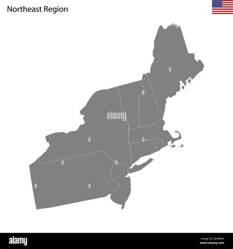 High Quality map of Northeast region of United States of America with ...