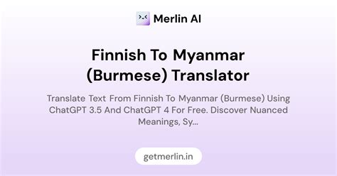 Finnish to Myanmar (Burmese) Translator