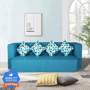Seventh Heaven 78x36x14 inch Jute Fabric with 4 Cushions 4 Seater ...