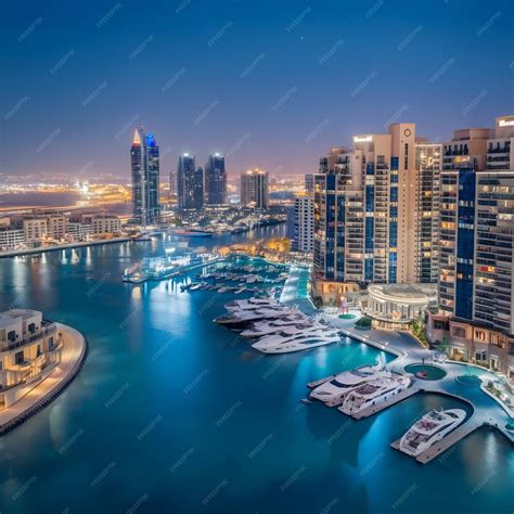 The skyline of Dubai Marina the capital city of the United Arab Emirates is shown in this image ...