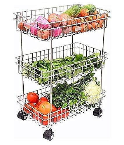 MAHANT TRADE Stainless Steel Portable Design 3 Layer Fruit and ...