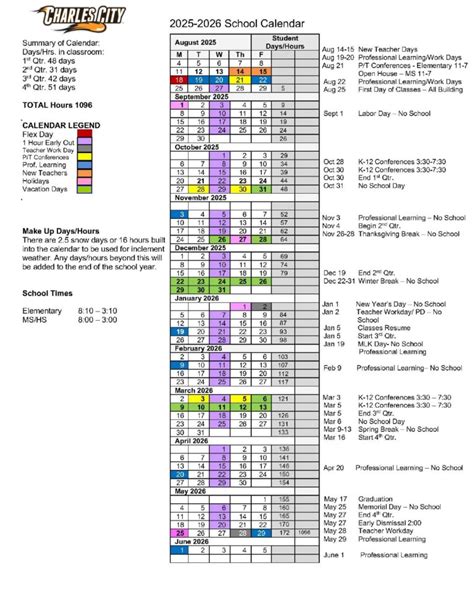 Charles City Community School IA Calendar 25-26 Revised [pdf] - EduCounty