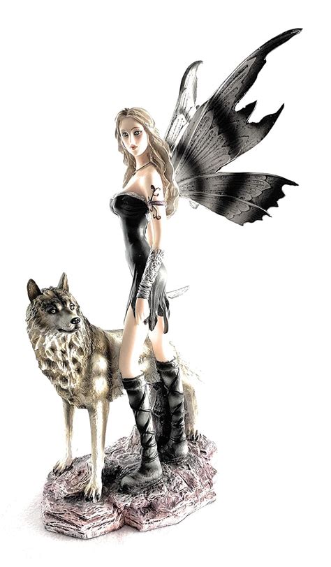 GSC Warrior Fairy and Snow Wolf Fantasy Collectible Statue Figurine ...