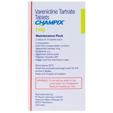 Champix 1 Tablet 28's Price, Uses, Side Effects, Composition - Apollo ...