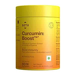Setu Curcumin Boost 1350mg Turmeric Extract & 10.6mg Piperine - 60 ...