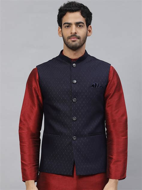 Home Self design Jacquard Nehru Jacket