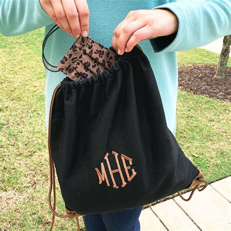 Black Personalized Cinch Bag - Marleylilly