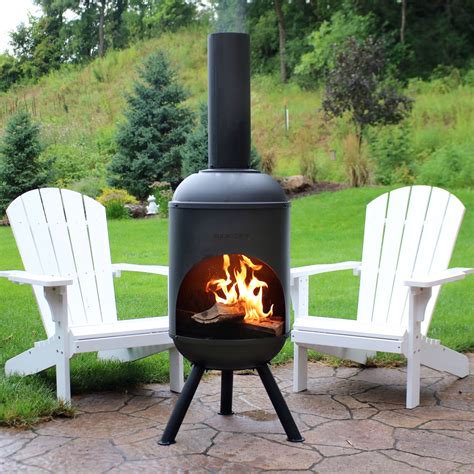 Sunnydaze Outdoor Backyard Patio Modern Steel Wood-Burning Fire Pit ...