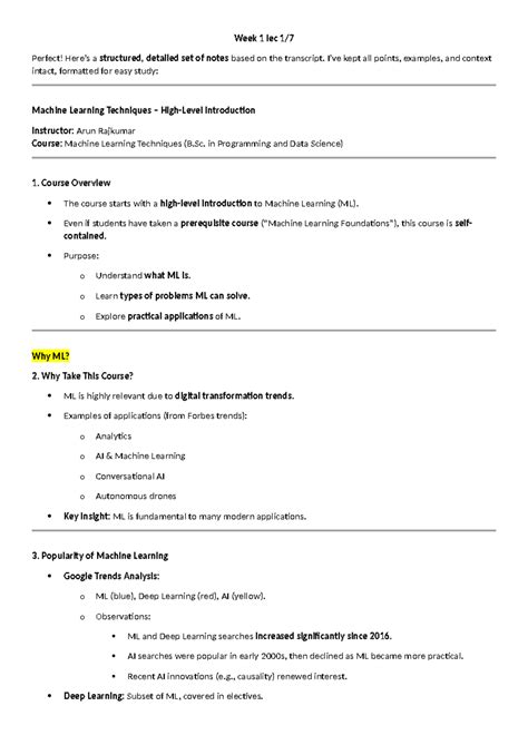 Week 1 Lec 1 - Intro to Machine Learning Techniques (B.Sc. in ...