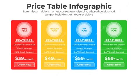 Premium Vector | Modern pricing table template with comparison column