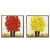 Painting Mantra Red & Yellow Floral Print Framed Canvas Painting Set of ...