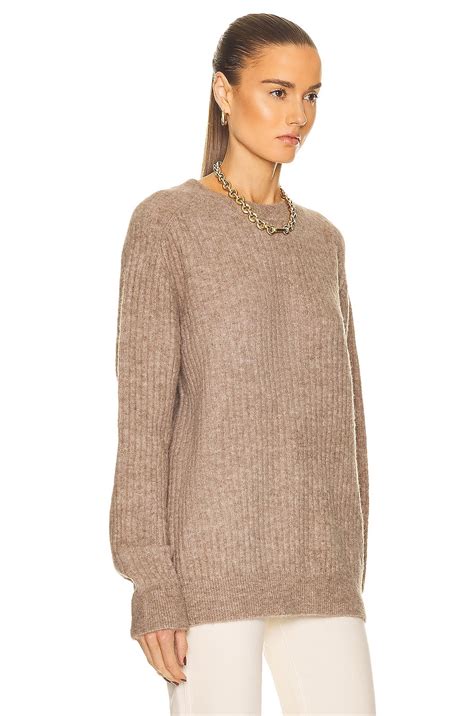 Alexander Wang Wide Rib Crewneck Sweater in Dark Oatmeal Melange | FWRD