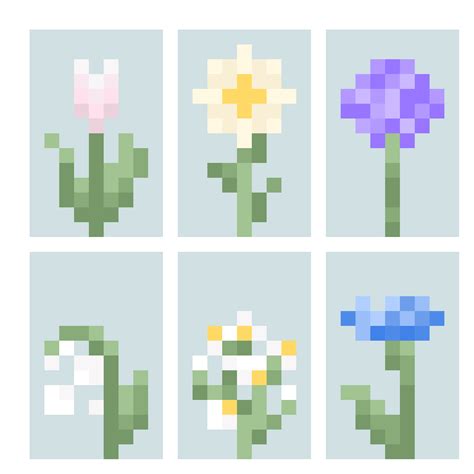 Minecraft flowers pixel art