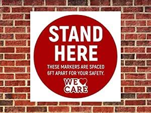 INSHOPFITTING Social Distancing Sign 12" x 12" Vinyl Ground Sticker ...