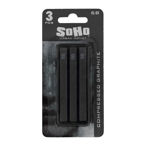 SoHo Urban Artist Compressed Graphite Sticks 6B, Pack of 3 - Premium ...