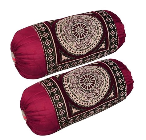 Buy HSR Collection Chenille Bolster Pillow Cover Set of 2, Round Pillow ...